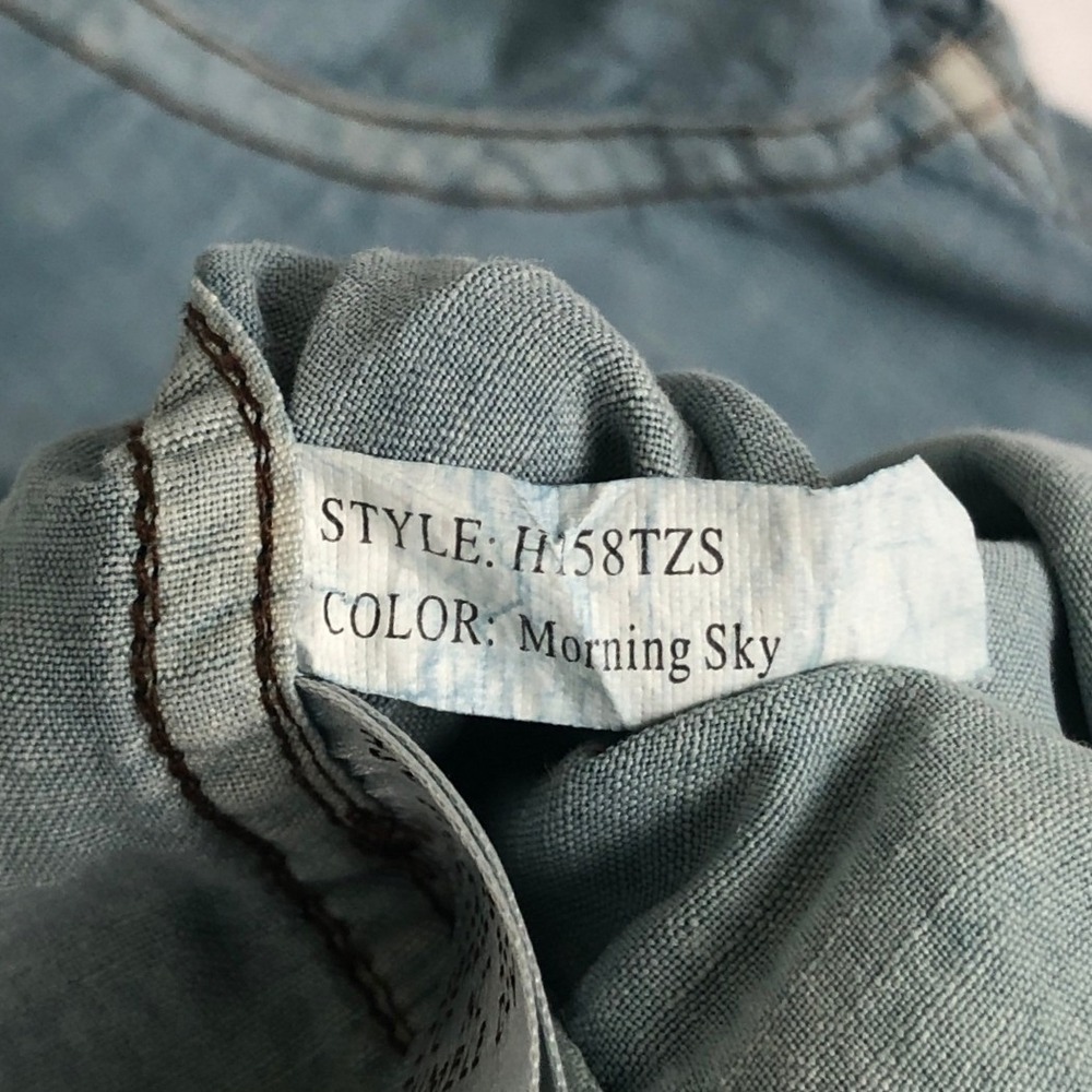 RYAN MICHAEL Silk Linen Western Snap Shirt Men's L Morning Sky Blue S/S - Picture 6 of 14